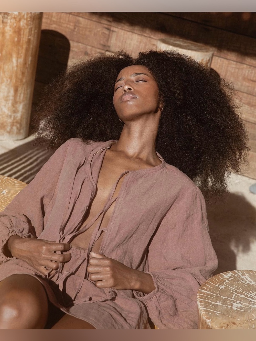 Bohème Goods Raw Silk Tie Top - Natural